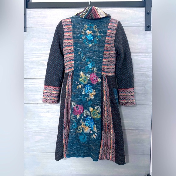 IVKO Wool Knit Coat Women's Size 36 Floral Button Up Made In Serbia Coatigan - Picture 2 of 7